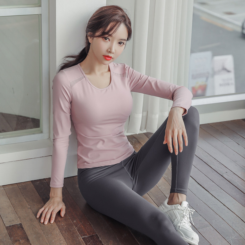 Autumn and winter yoga Jacket Women's tight suit with chest pad professional high-end sports long sleeve running fitness suit