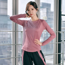 Fitness womens long-sleeved womens spring and autumn yoga clothes running blouse loose quick-drying t-shirt net red thin sports top
