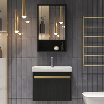 Small apartment solid wood light luxury wind washbasin wall-mounted washbasin combination Balcony sink bathroom mini face pool