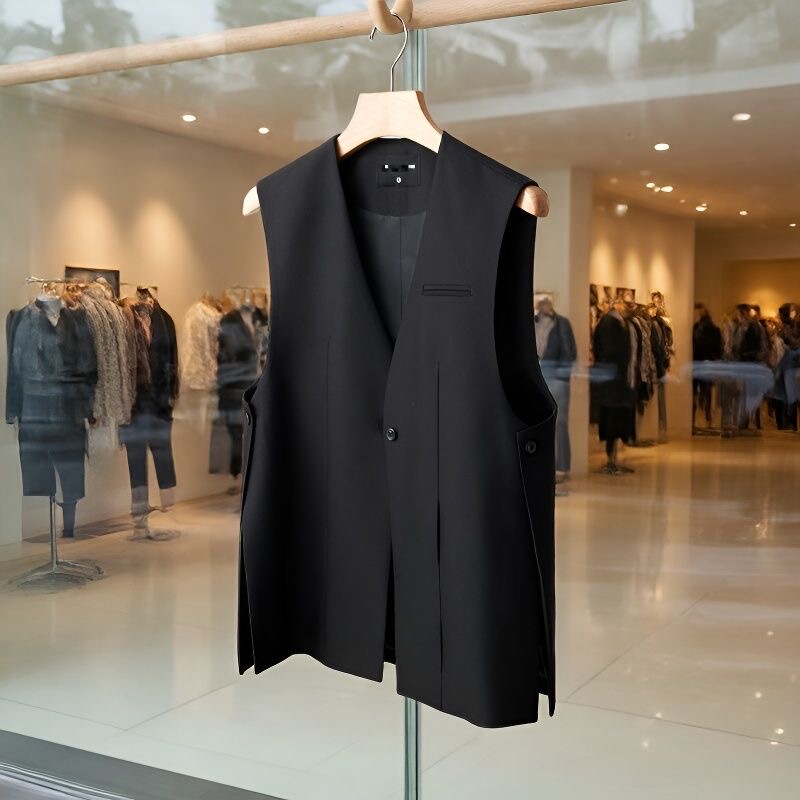 Trendy and Fashionable Loose-Fitting Slimming Black Sleeveless Vest Jacket for Women with a High-End Feel, Stylish Outerwear, Unique Suit Vest Trendy and Fashionable Loose-Fitting Slimming Black Sleeveless Vest Jacket for Women with a High-End Feel, Stylish Outerwear, Unique Suit Vest