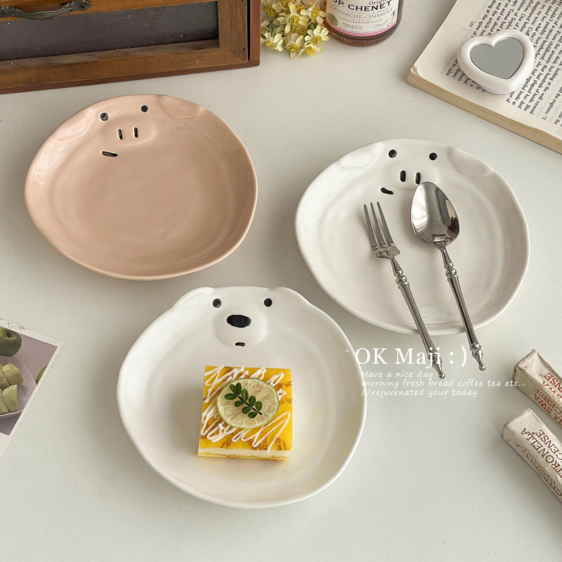 Porcelain Dessert Plate with a High-End Feel, Underglaze Color Ceramic Plate, Cute Single-Serving Cake Plate, Tableware, Dinner Plate, Dish Porcelain Dessert Plate with a High-End Feel, Underglaze Color Ceramic Plate, Cute Single-Serving Cake Plate, Tableware, Dinner Plate, Dish