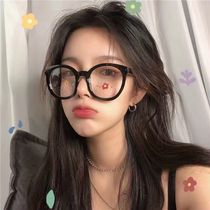 Plain face small anti-blue glasses frame female sunscreen decoration dust black thick frame fake glasses infinity number Net Red