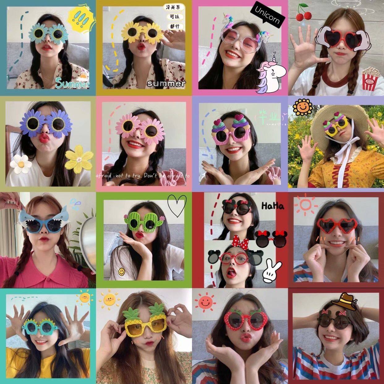 Fuck Freaking Glasses Funny Personality Internet Red Birthday Graduation Photos Cartoon Lovers Sunflower Same Styling