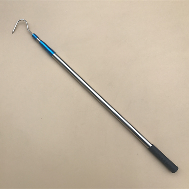 2.3m m 6m Blue-Coated Stainless Steel Telescopic Rod with Single Hook, Large Round Pointed Hook, Medium-Sized Barbed Hook 2.3m m 6m Blue-Coated Stainless Steel Telescopic Rod with Single Hook, Large Round Pointed Hook, Medium-Sized Barbed Hook