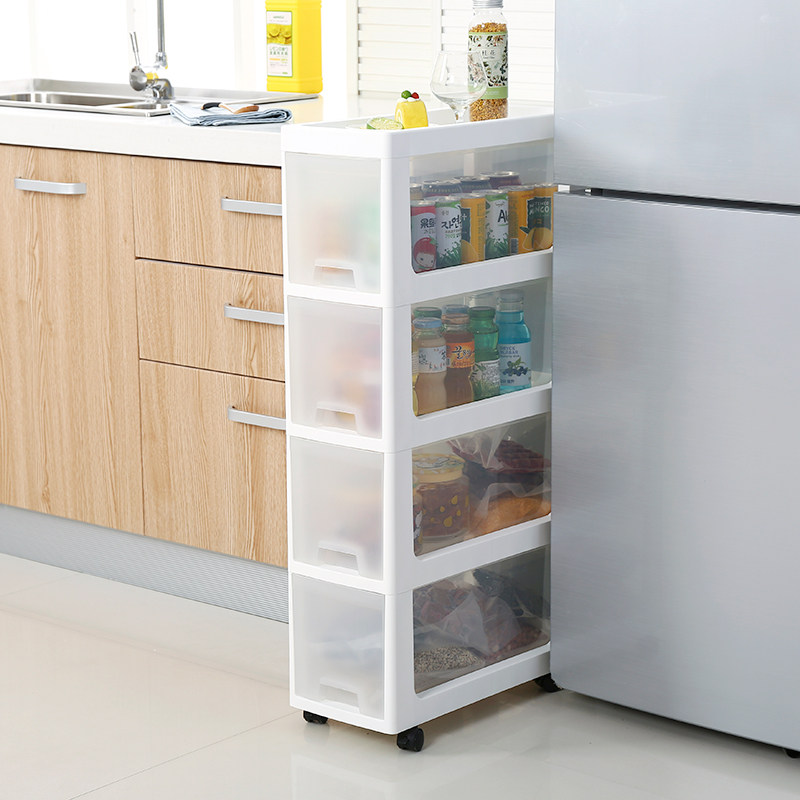 20CM wide crevice storage cabinet Kitchen and bathroom plastic crevice narrow cabinet Mobile storage finishing cabinet Drawer storage cabinet rack