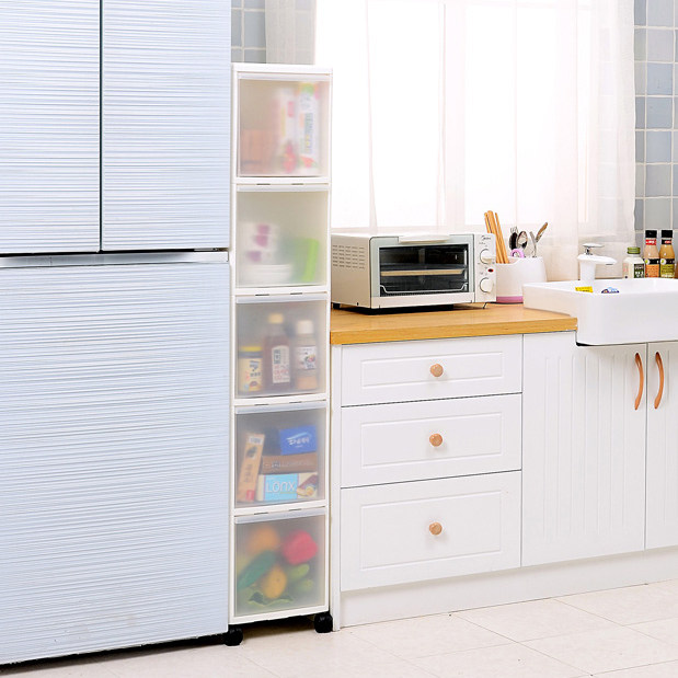 26CM drawer-type slit storage cabinet Children multilayer storage cabinet plastic slit finishing cabinet kitchen narrow cabinet