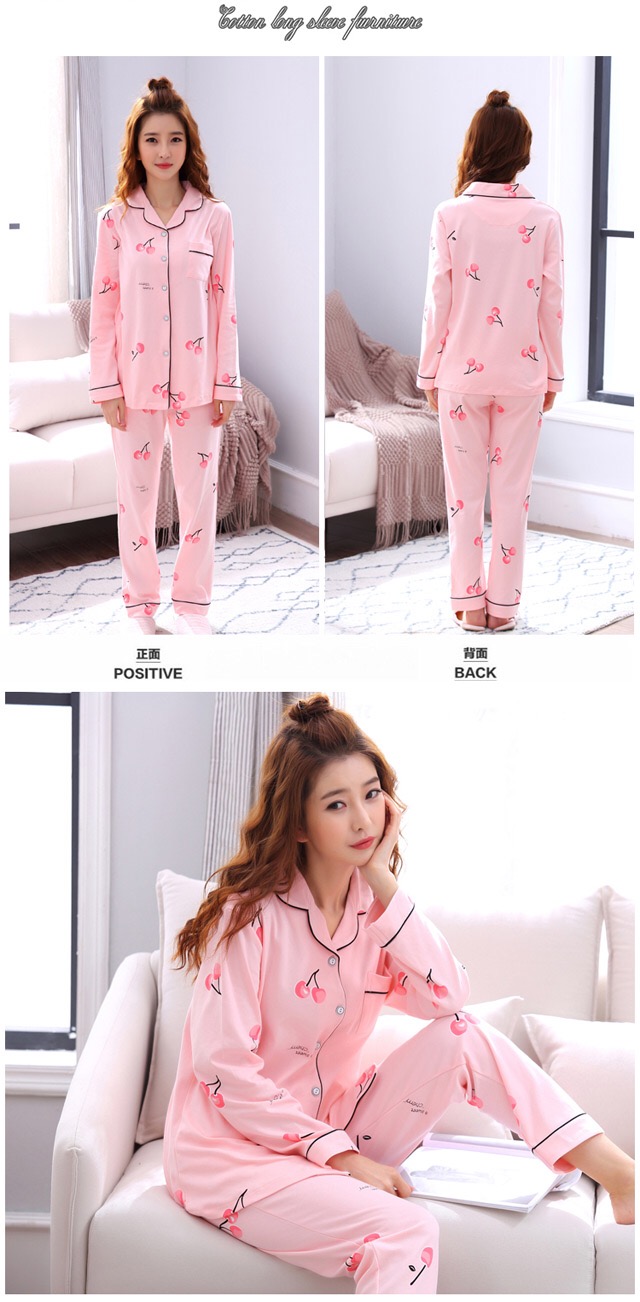 Bộ đồ ngủ nữ mùa xuân và mùa thu cotton dài tay cotton trẻ trung phục vụ nhà mùa hè phần mỏng kích thước lớn phiên bản Hàn Quốc giản dị bộ đồ mặc nhà mùa hè