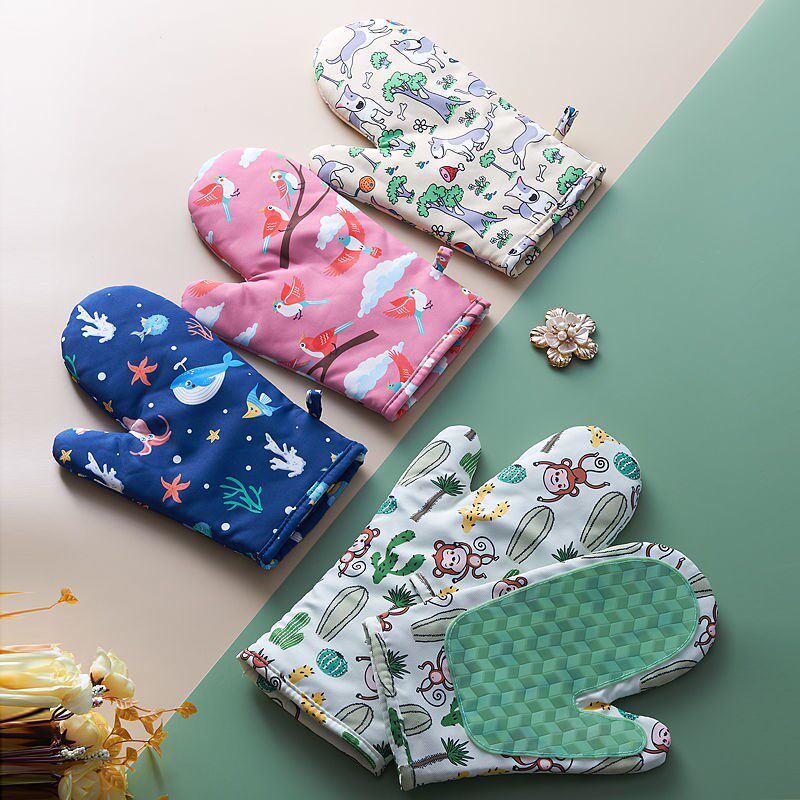 Thickened and lengthened kitchen silicone anti-scalding gloves high temperature resistant special oven gloves microwave oven baking insulation gloves