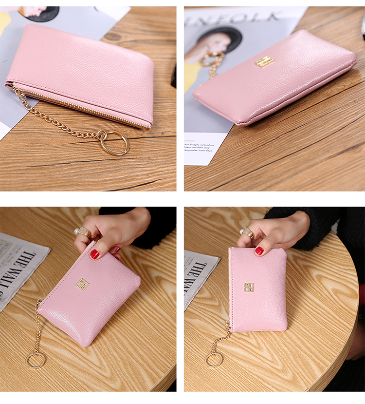 Dây kéo Coin Purse Sinh Viên Gói Thẻ Mini Túi Xách Keychain Coin Bag đồ da handmade