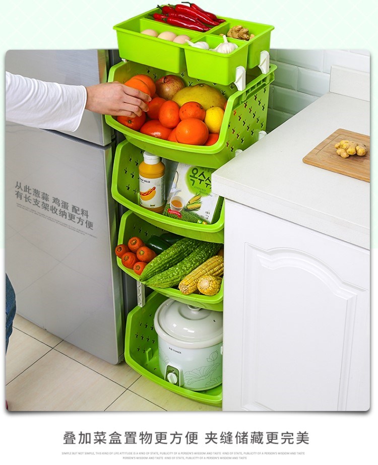 giá rổ nhựa Kệ bếp sàn nhiều tầng cung cấp không gian thiết bị gia dụng nhỏ cửa hàng bách hóa trái cây giỏ rau giỏ kệ - Trang chủ kệ úp chén bát