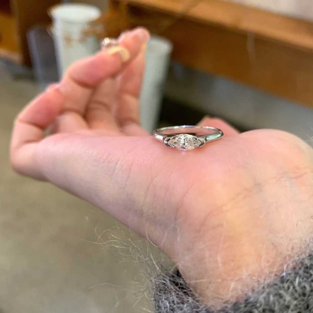 S925 sterling silver marquise zircon ring women's niche light luxury high-end versatile fashion ring non-fading jewelry trend