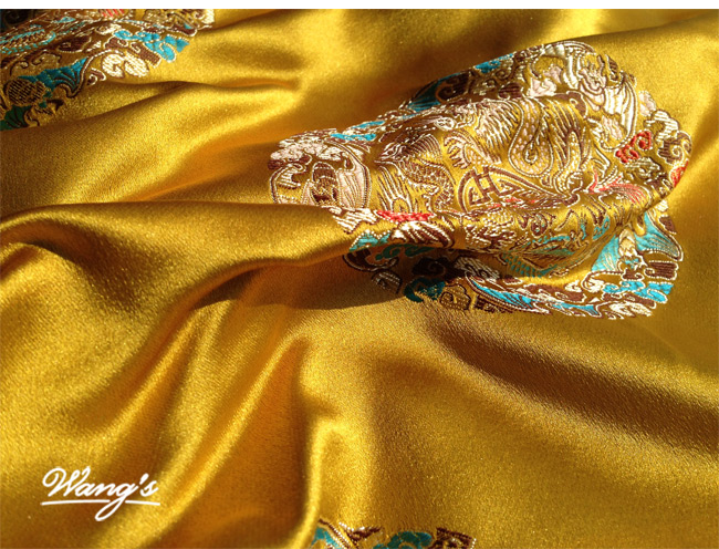 Wang thủ công màu vàng sáng phong cách Trung Quốc hoàng gia quý tộc cổ điển vải satin satin vải DIY vải thô hàn