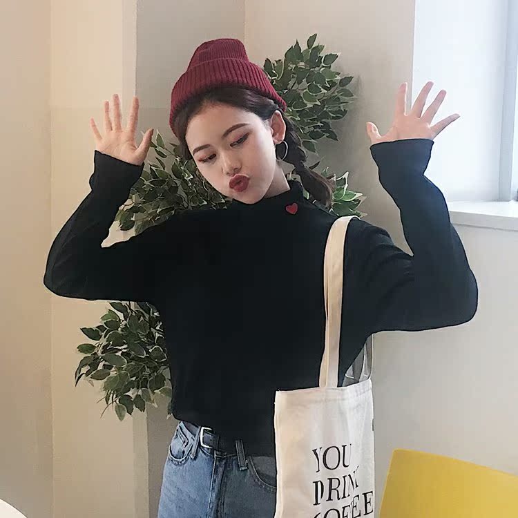 Áo thun nữ thời trang áo sơ mi nhỏ mùa thu đông cổ cao bên trong áo sơ mi chạm đáy rất cổ tích cộng với quần áo nhung dài tay đa năng áo thun tay dài nữ form rộng