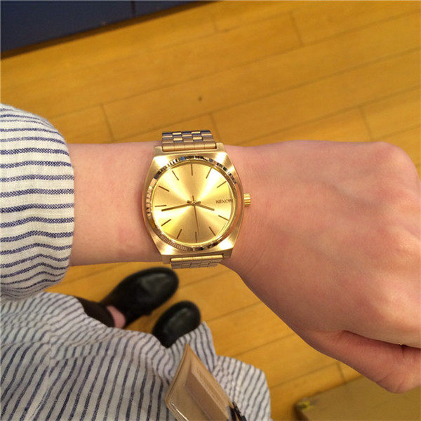 Часы Европа 代购尼克松nixon手表 简约男女石英表金绿色时尚腕表a0451919