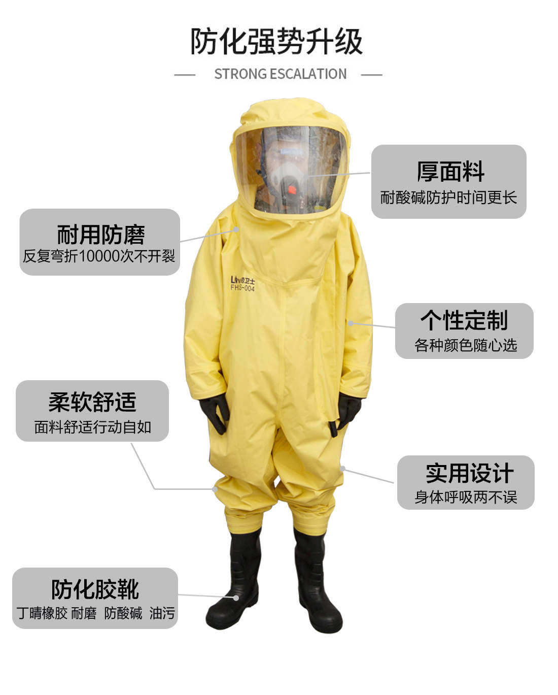 Lloyd FHLWS-004 Heavy anti - chemical clothing Fully enclosed anti - anti - virus dust resistant to acid anti - dust
