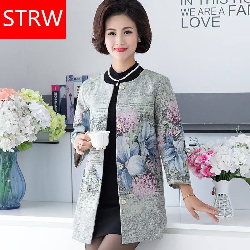 Quần áo trung thu xuân hè nữ bà già quần áo trung niên mẹ xuân dài áo khoác gió 40 tuổi 50 - Quần áo ngoài trời áo thun adidas nam cổ tròn