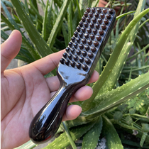 Pure natural black buffalo horn body brush one bead meridian brush whole body universal body push belly fat reduction shoulder and neck brush