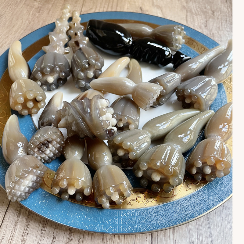 Pure natural white buffalo horn one lotus pod eye face massage lift beauty beauty timid spot firming artifact