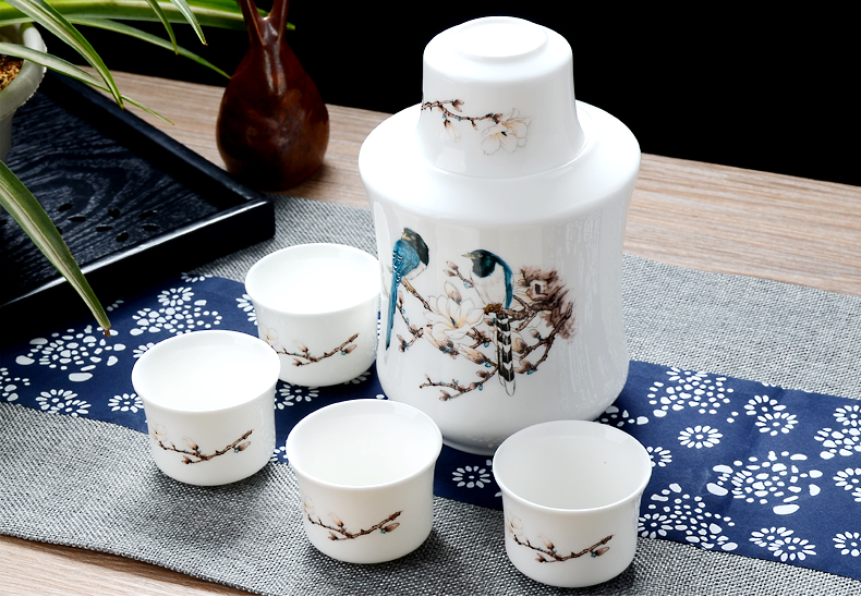 Một nửa ly catty xương ấm rượu vang ấm bộ rượu vang trắng đặt gốm uống nước nóng bình rượu sake rượu vang ly rượu vang vàng - Rượu vang đồ khui rượu