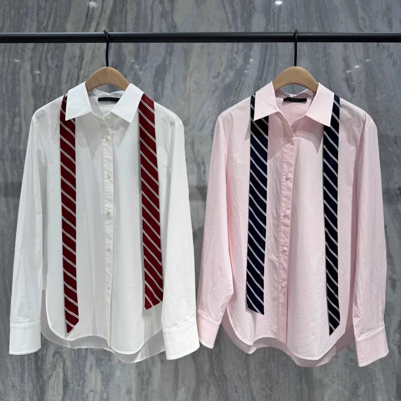 【C Series】Authentic 2026 Spring New Italian Craftsmanship Cotton Unisex Shirt with Tie Mbf1Sht001