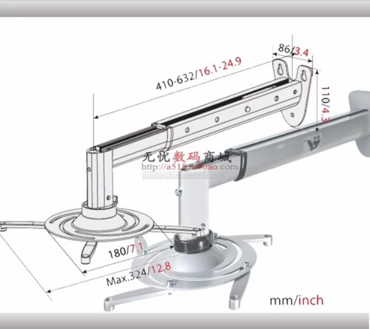 Sang trọng kéo dài hợp kim nhôm treo tường máy chiếu treo máy móc treo máy móc phổ quát móc máy chiếu - Phụ kiện máy chiếu