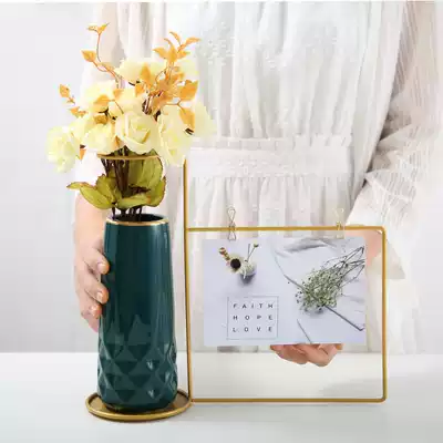ins Nordic style decorative wrought iron ornaments Simple dried flowers Flower arrangement vase table decoration message clip Photo clip