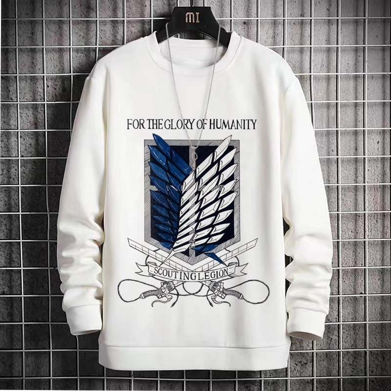 Attack on Titan Merchandise Fleece Sweatshirt for Men, Freedom Wings, Shingeki No Kyojin, Anime Crewneck Long-Sleeve Cosplay Top for Winter Attack on Titan Merchandise Fleece Sweatshirt for Men, Freedom Wings, Shingeki No Kyojin, Anime Crewneck Long-Sleeve Cosplay Top for Winter