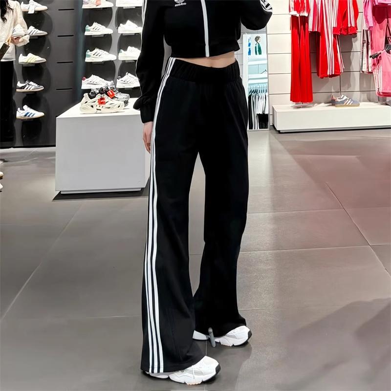 Brand Discount丨Black Sports High-Waisted Wide-Leg Pants for Women Spring and Summer Stripesd Loose Pants Embroidered Straight-Leg Boot-Cut Pants Brand Discount丨Black Sports High-Waisted Wide-Leg Pants for Women Spring and Summer Stripesd Loose Pants Embroidered Straight-Leg Boot-Cut Pants