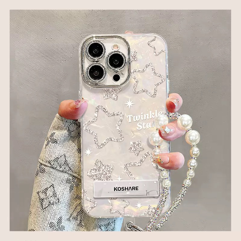 Suitable for Apple Phone Case iPhone 17 Pro Max Fine Glitter Stars 16 Plus Glossy Stand 15 Pro Anti-Drop Transparent 14 Transparent Case with Bracelet 13 Light Luxury Style 12/11 Phone Protective Cover Suitable for Apple Phone Case iPhone 17 Pro Max Fine Glitter Stars 16 Plus Glossy Stand 15 Pro Anti-Drop Transparent 14 Transparent Case with Bracelet 13 Light Luxury Style 12/11 Phone Protective Cover