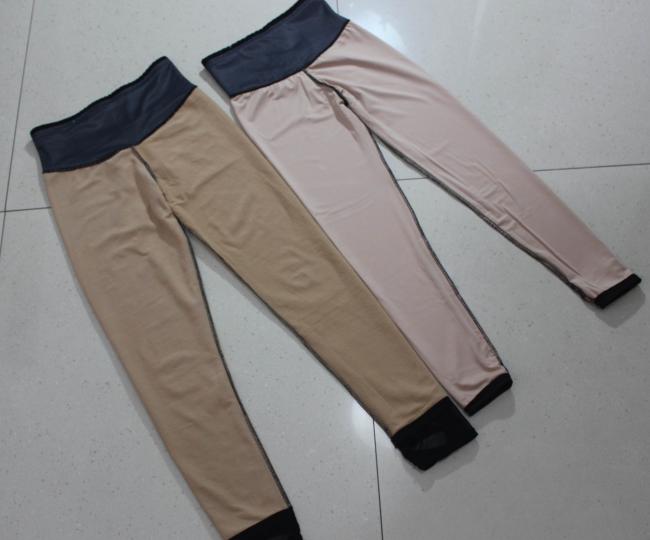 Mùa thu đông Weibin 8630 8638 eo cao đôi lưới và quần nhung bước giả da bụng bụng vớ chống móc legging màu da chân