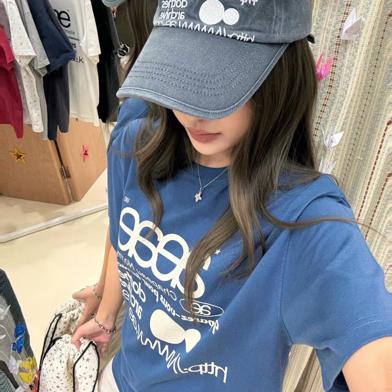 [Official Website Authentic Product] Aeae Korean Niche Summer Letter Print Casual Couple Design Short-Sleeved Top T-Shirt