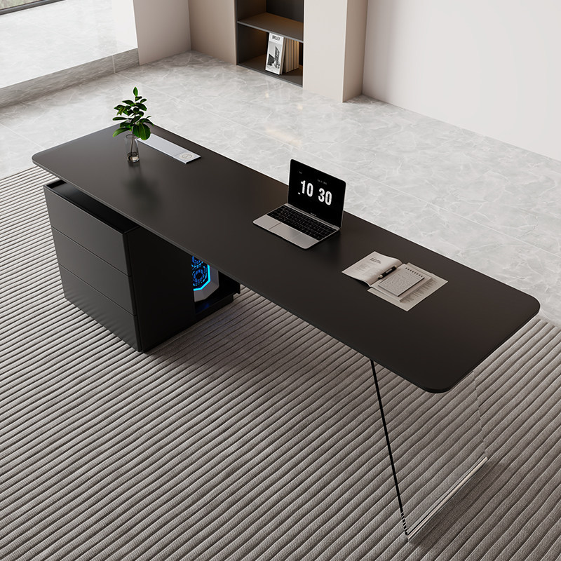Black Solid Wood Desk with Socket, Minimalist Living Room Study Desk, Office Computer Desk, Long Table Behind the Sofa