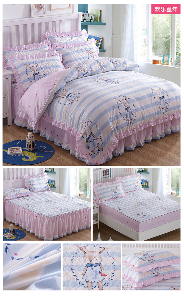 Phiên bản Hàn Quốc của bộ chăn ga gối cotton bốn bộ chăn ga gối đệm cotton dày loại 1,5m1,8 m 2.0 chăn ga gối đệm bộ chăn ga gối đệm cưới everon