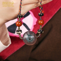 (Kala blue beads) Tibetan secret to treasure Qing Dynasty old sheep eye beads round plate beads Buddha eye solitary agate