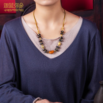 (Blue Sky beads) Yongzhonglin Temple natural to pure broken beads Tibetan old wax choker men and women Tibetan ornaments