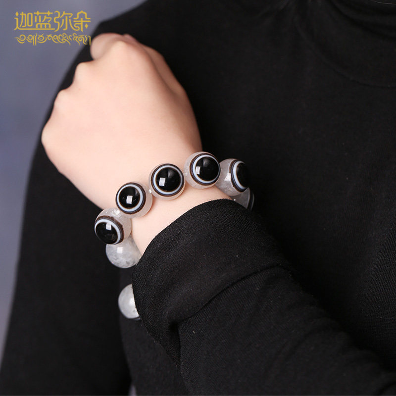 Treasure West Asia pure natural ice pharmacist agate eye beads hand string wrapped agate men's and women's hand