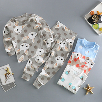 Baby autumn clothes Men and womens childrens baby high waist long sleeve underwear set Pure cotton childrens autumn clothes autumn pants set winter pajamas