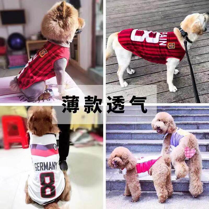 New Teddy Pomeranian Golden Retriever large, medium and small dog mesh vest clothes football basketball pet World Cup spring and summer