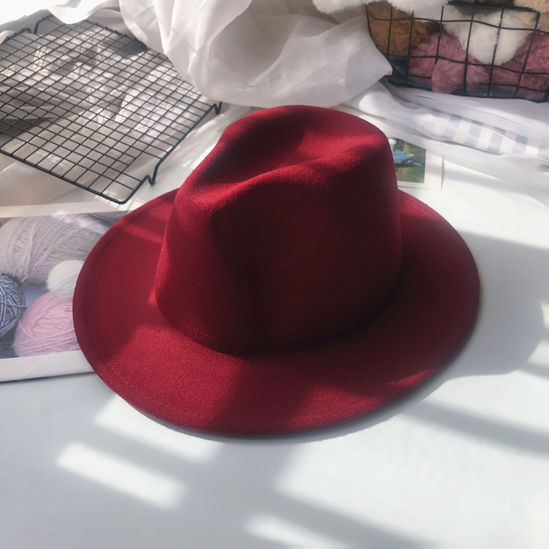 Wide Eaves Rim Unisex Fashion Solid Color Wide Eaves Felt Hat