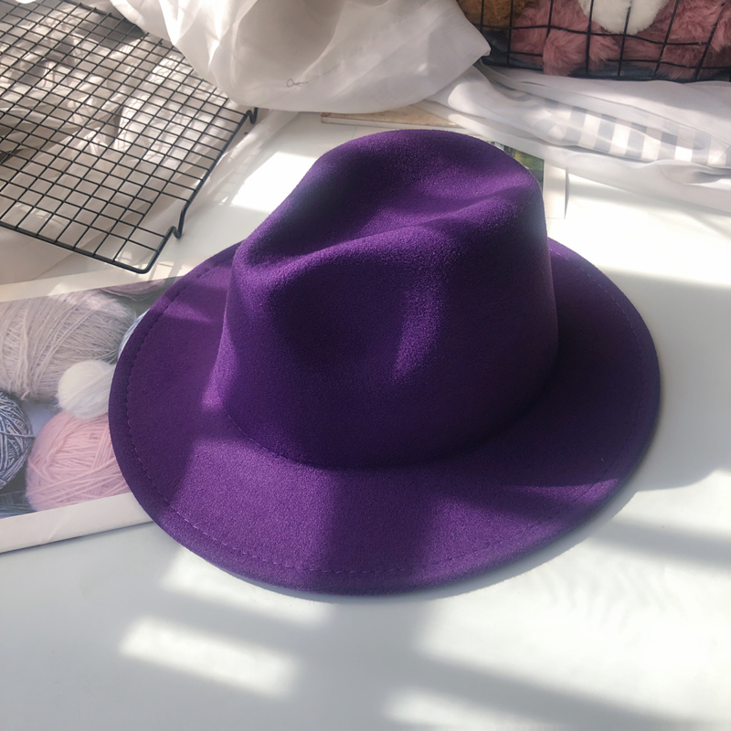 Casual Occasion Woolen Material Unisex Fashion Solid Color Wide Eaves Felt Hat