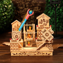 Tanabata Valentines Day gifts for men and women friends wives and girlfriends villa windmill music box wooden music box ornaments