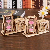 Birthday graduation season gifts for male and female teachers classmates creative hourglass pen insert combination wooden craft desktop ornaments