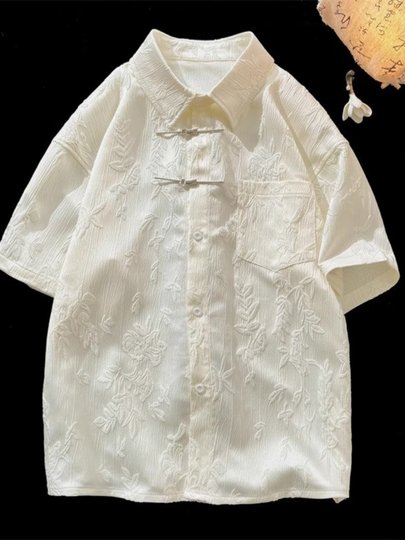 轻奢新中式唐装短袖衬衫男士夏季休闲凉感高级感国风大码外套衬衣