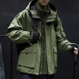 Мужская дорожная ветрозащитная демисезонная куртка с капюшоном, флисовый удерживающий тепло мужской комплект, оверсайз