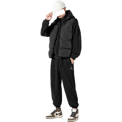 Толстовка, жилет, мужской демисезонный утепленный комплект, трендовый универсальный спортивный костюм, 3 предмета