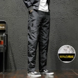 Демисезонные бархатные удерживающие тепло штаны с пухом, коллекция 2021, большой размер, увеличенная толщина, свободный прямой крой, гусиный пух