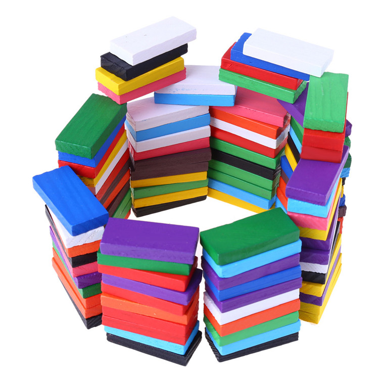 Đồ chơi bằng gỗ 100 miếng domino cầu vồng Khối gỗ cho trẻ nhỏ Đồ chơi giáo dục mầm non - Khối xây dựng đồ chơi rút gỗ