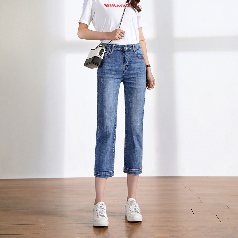 Clearance Sale Women's Summer Thin High-Waisted Straight-Leg Pants, Loose Fit, Petite Wide-Leg Cropped Pants, Slimming Effect