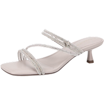 (Fantasy Starlight 2 0) Qianbaidu silent rhinestone stiletto sandals for women 2024 summer fairy style fashion