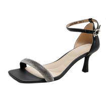 (Fantasy Starlight) Qianbaidu womens shoes summer new fashion sandals one-line high-heeled sandals stiletto heel temperament